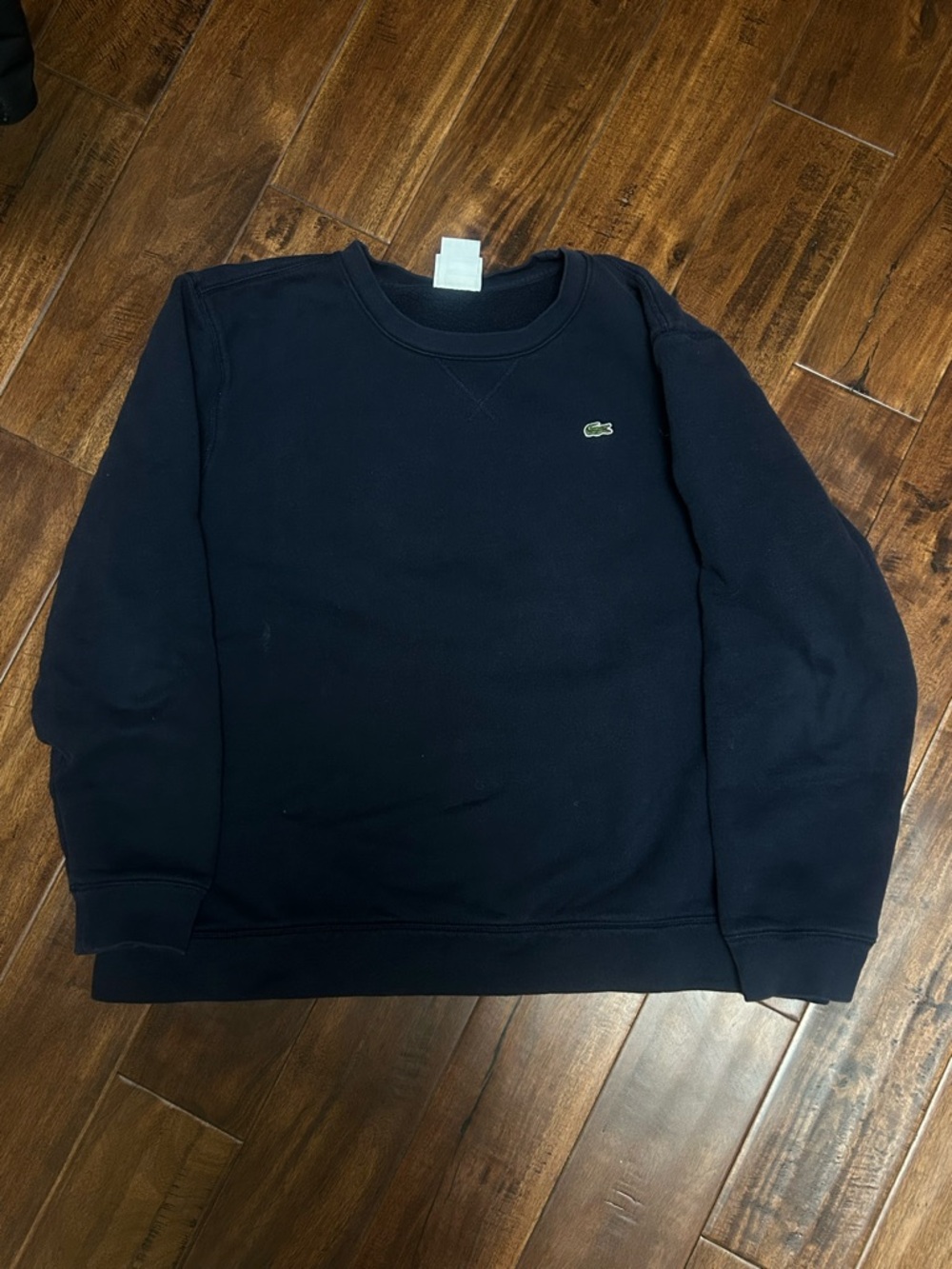 Lacoste Navy Crewneck Sweatshirt with Green Crocodile Logo
